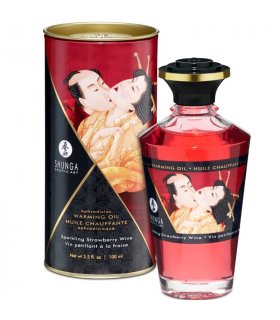 SHUNGA ACEITE MASAJE EFECTO CALOR SABOR CAVA CON FRESAS 100 ML