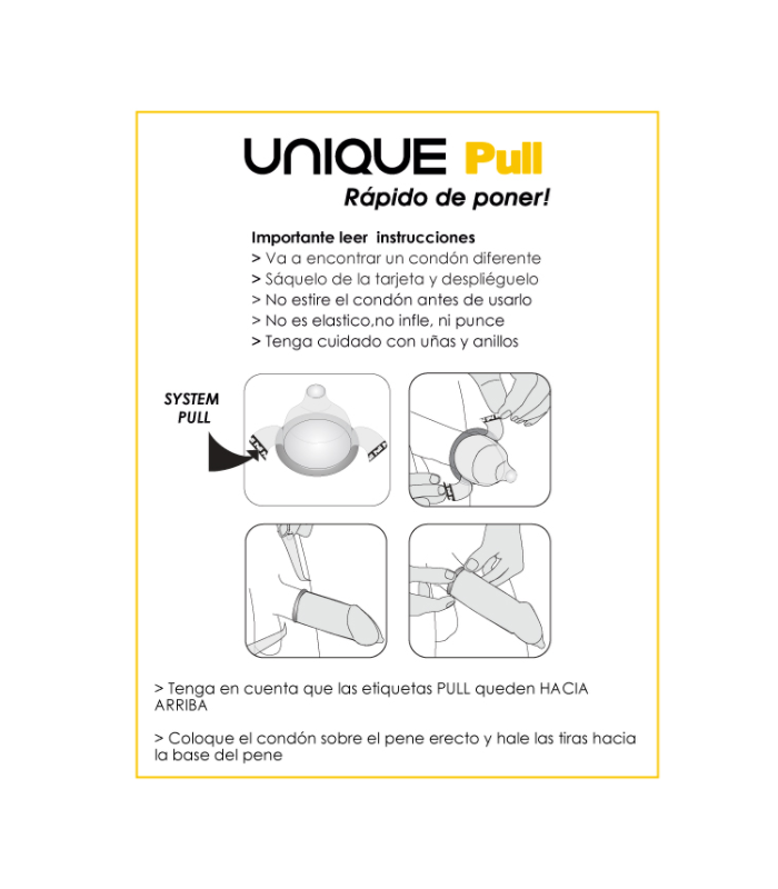 UNIQ PULL CON TIRAS PRESERVATIVO SIN LATEX 3UDS