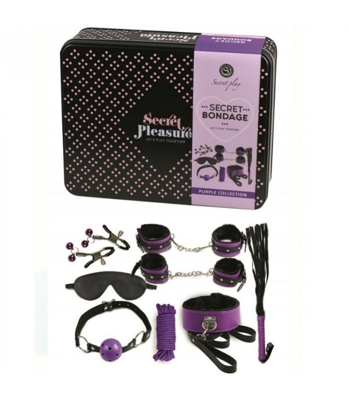 SECRET PLAY BDSM SET 8PCS LILA NEGRO