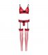 LEG AVENUE SET TRES PIEZAS DE ENCAJES TALLA UNICA ROJO