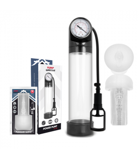 PUMP ADDICTED BOMBA ERECCIoN RX9 TRANSPARENTE CON MASTURBADOR