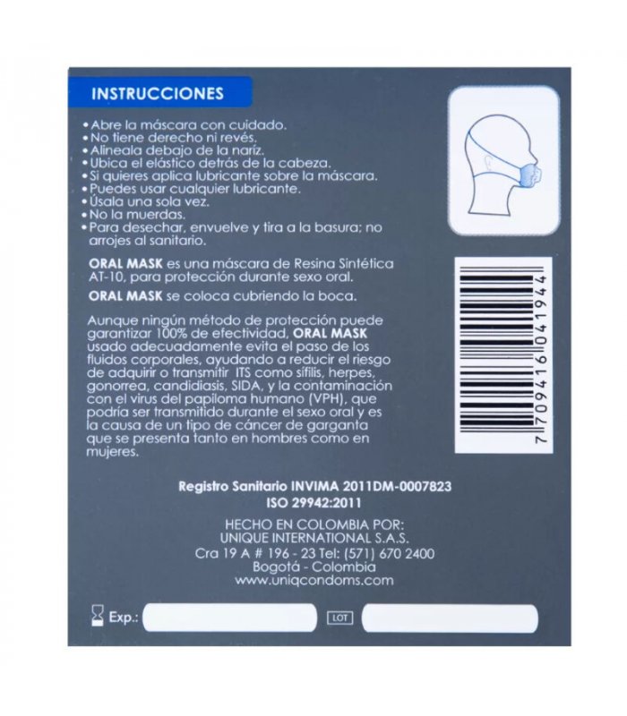 UNIQ ORAL MASK PRESERVATIVOS SIN LATEX 1 UNIDAD