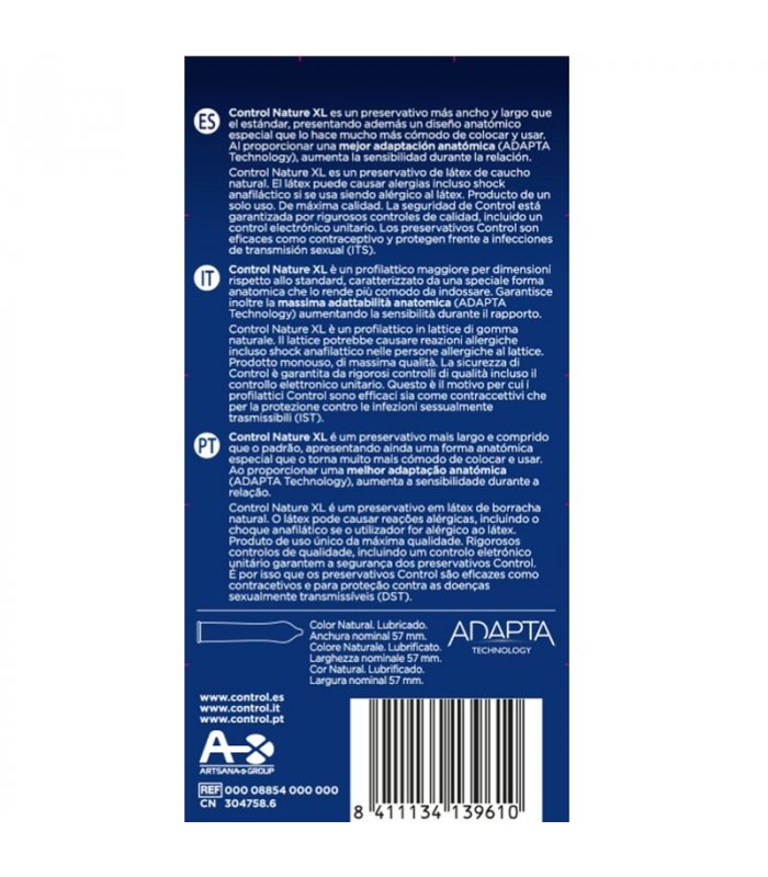 CONTROL ADAPTA NATURE XL PRESERVATIVOS 12 UNIDADES