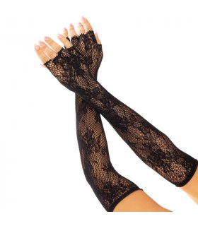 LEG AVENUE GUANTES SIN DEDOS RED FLORAL BLANCO