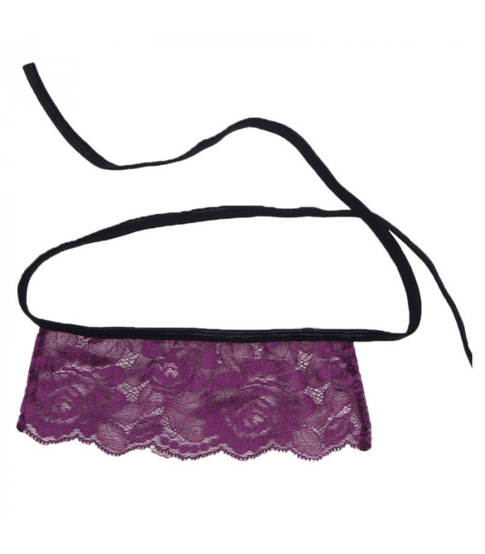 SUBBLIME CORSET CON TANGA Y ANTIFAZ NEGRO Y LILA S M