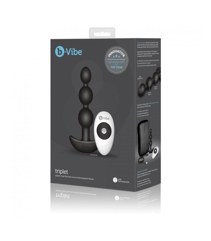 B VIBE TRIPLET ANAL CONTROL REMOTO BEADS NEGRO